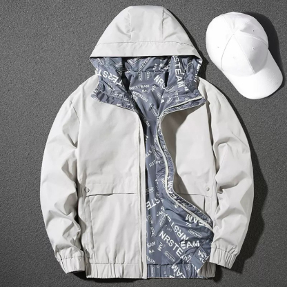 Handsome reversible jacket men's autumn and winter trendy hooded slim jacket