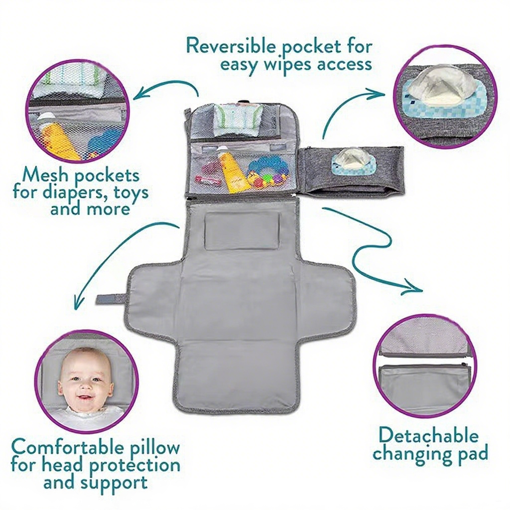 Portable Waterproof Baby Changing Pad Bag-7.3"x11.5"
