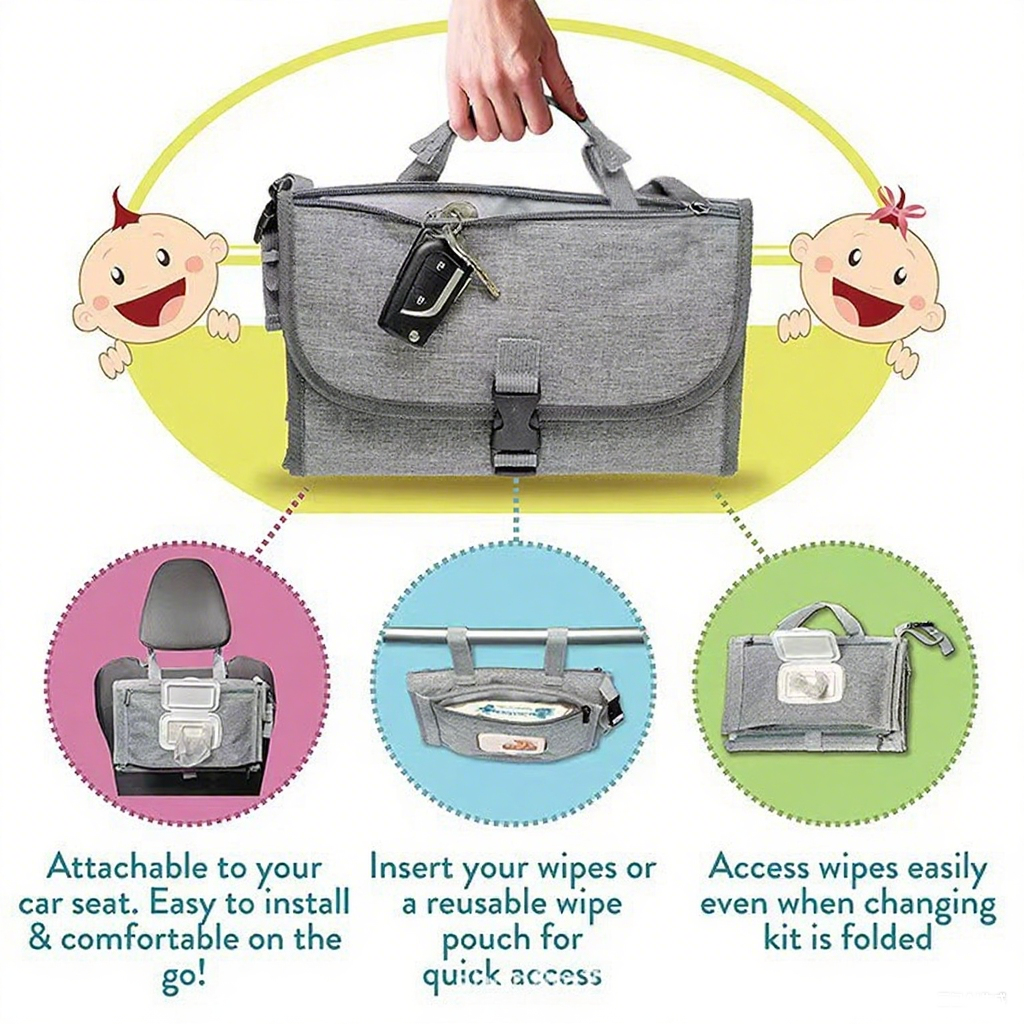 Portable Waterproof Baby Changing Pad Bag-7.3"x11.5"