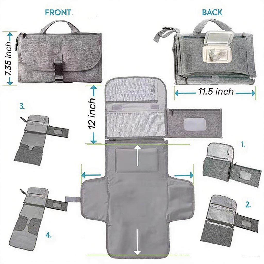 Portable Waterproof Baby Changing Pad Bag-7.3"x11.5"