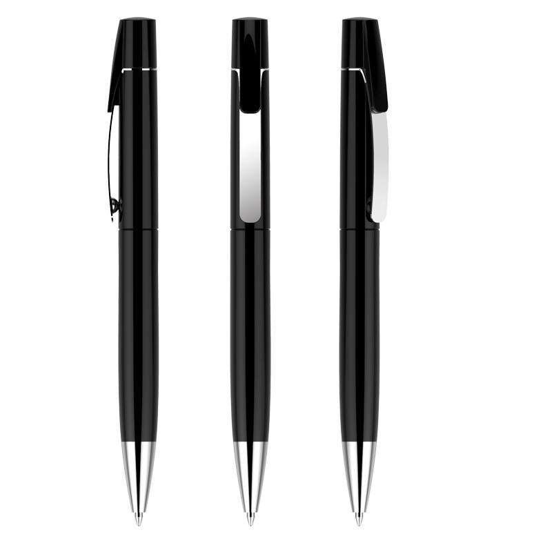 Retractable Plastic Ballpoint Pen with Metal Clip