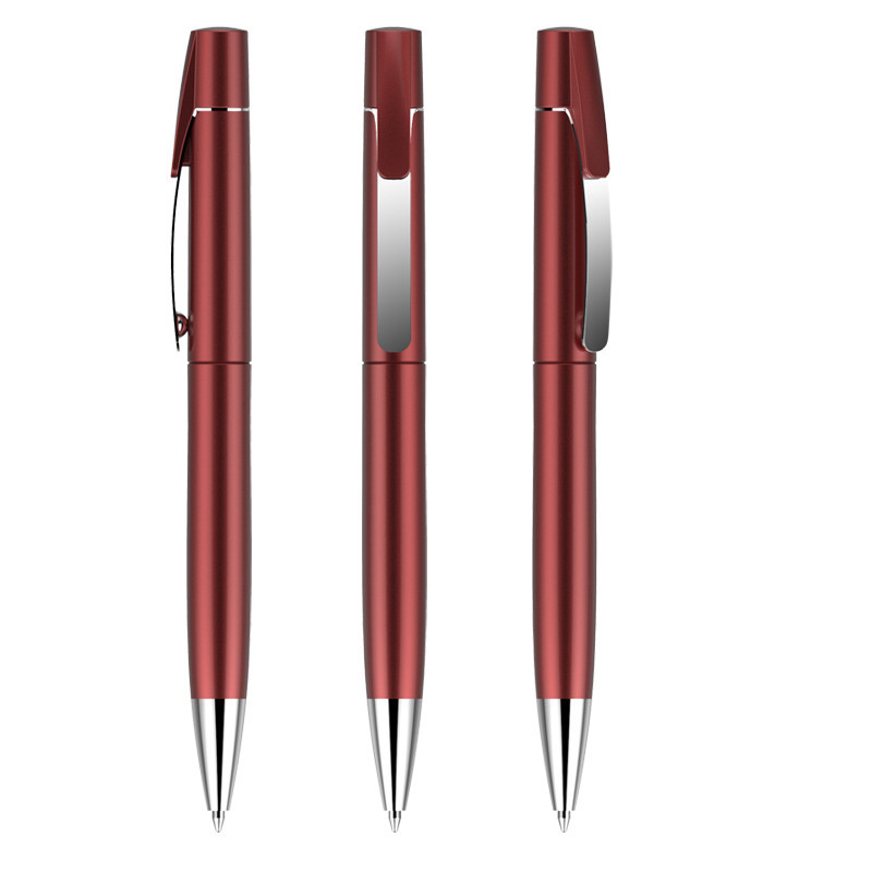 Retractable Plastic Ballpoint Pen with Metal Clip