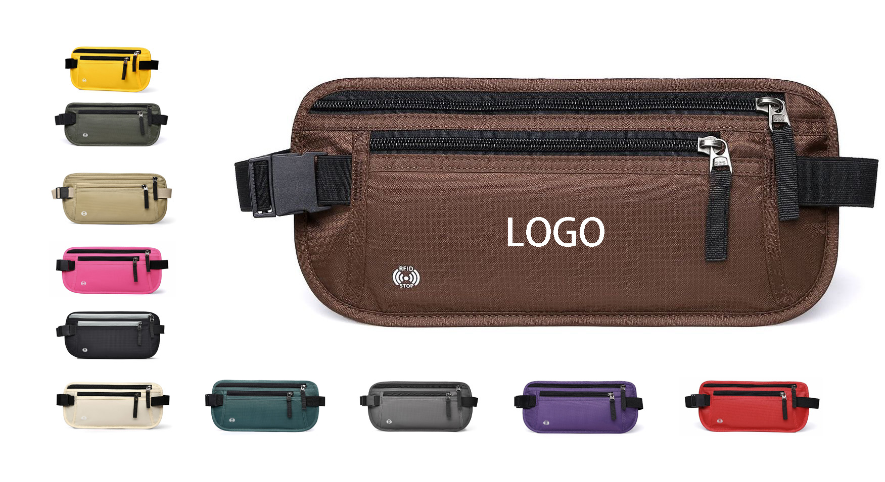 Nylon RFID Blocking Passport Fanny Pack