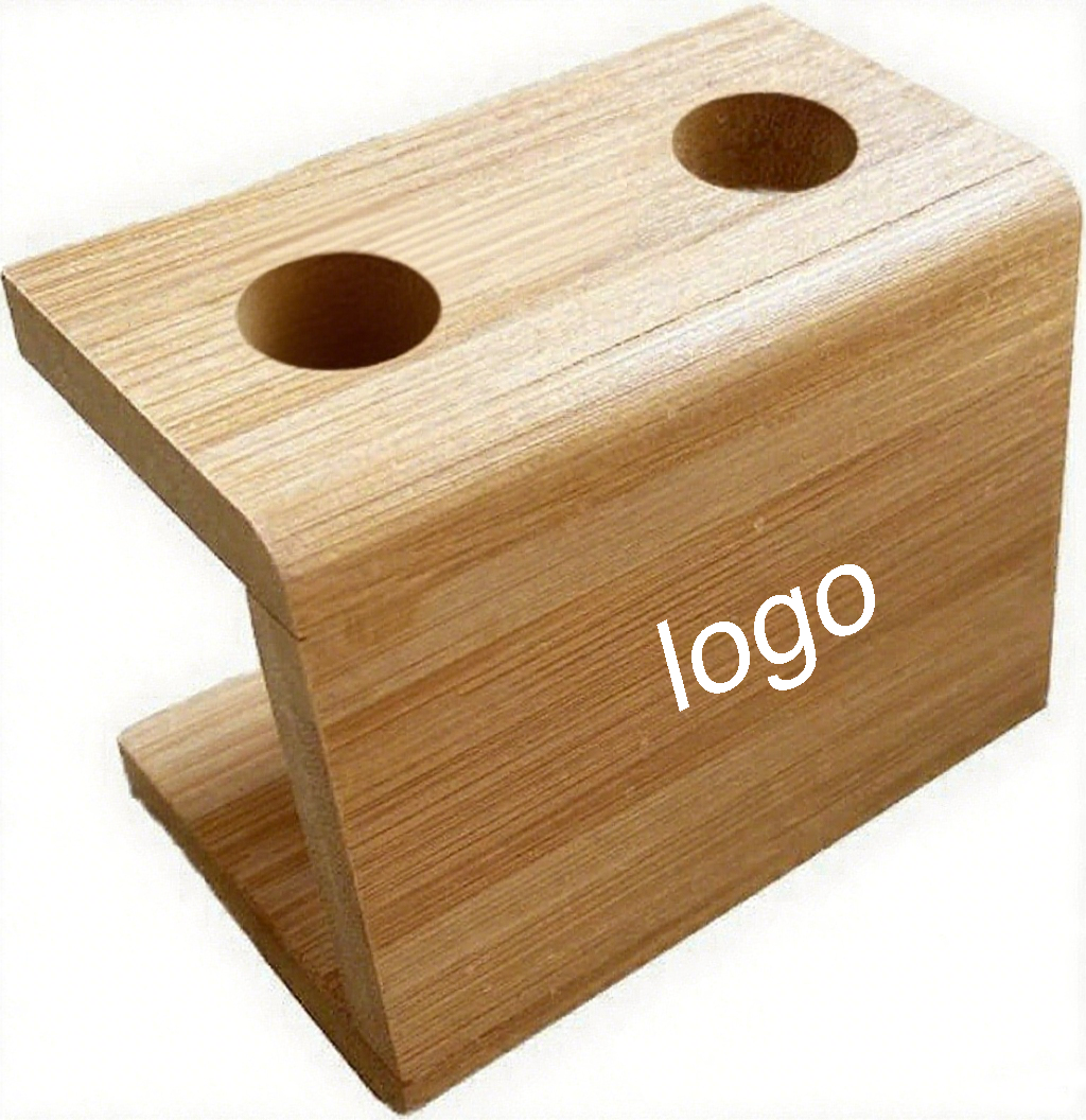 Two-hole Bamboo Toothbrush Holder