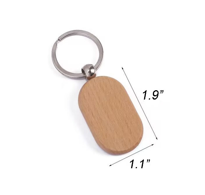 Beech Wood Laser Engraved DIY Keychain