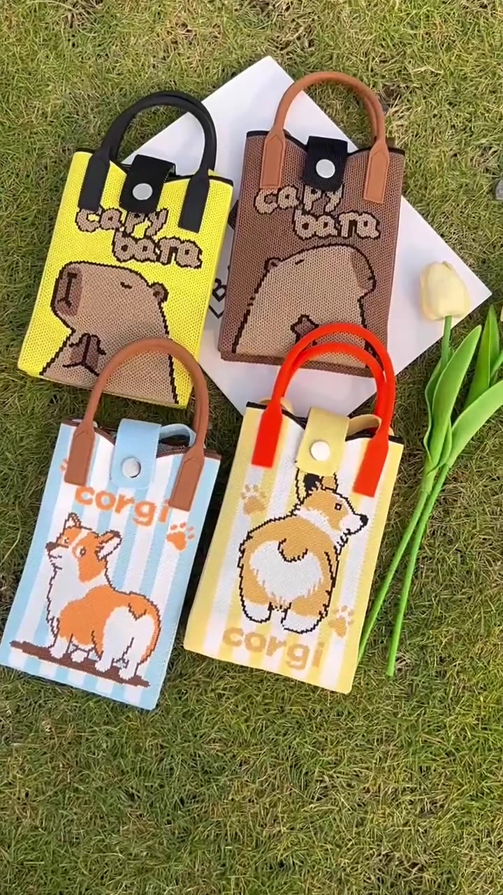 Knitted Cartoon Phone Crossbody Bag