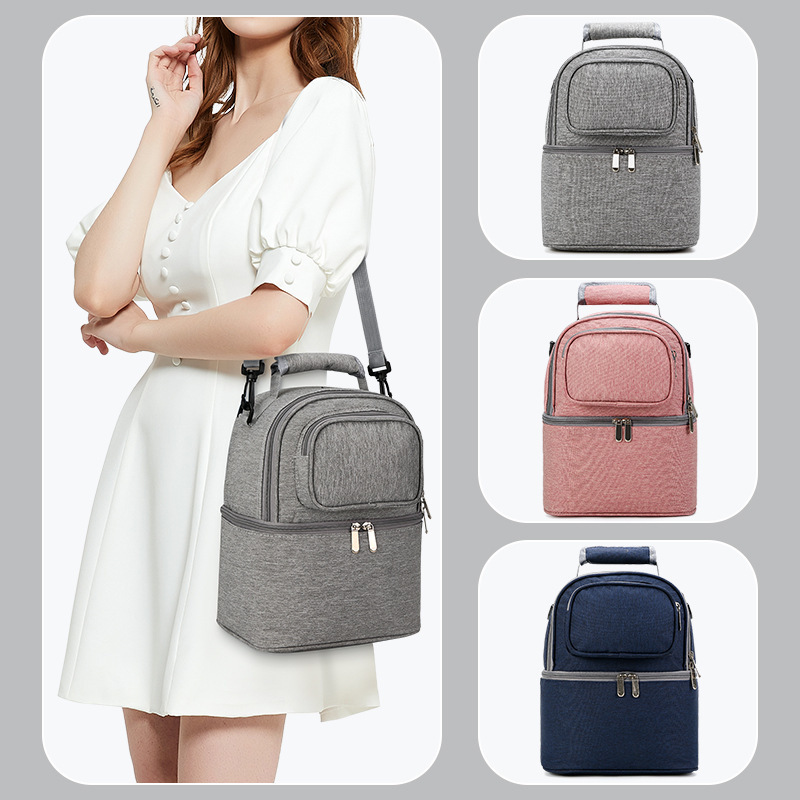 Double Layer Insulated Breastmilk Cooler Mommy Bag-11.8"x9.4"x 6.6"