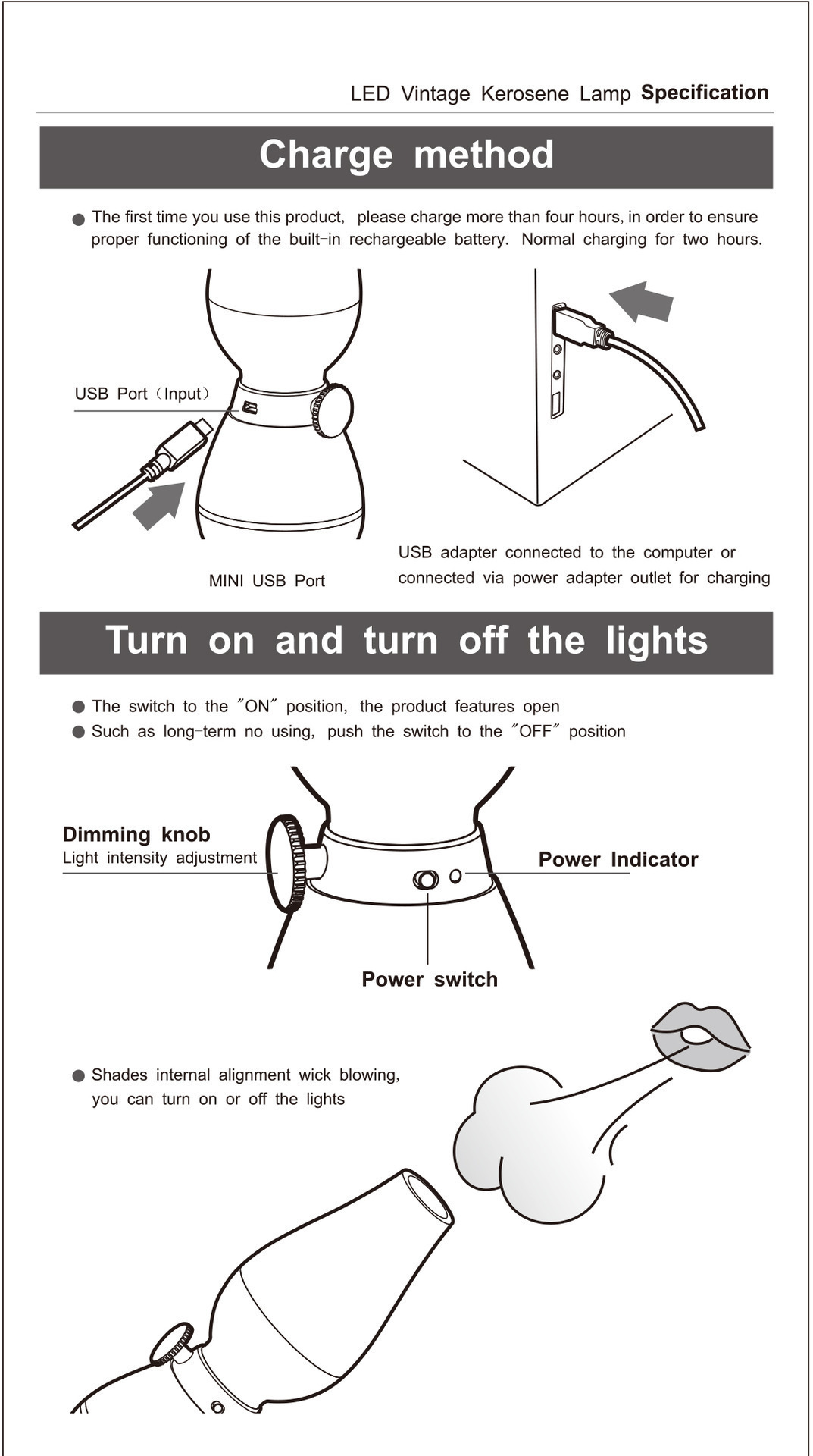USB Rechargeable Blow-Activated Camping Lantern