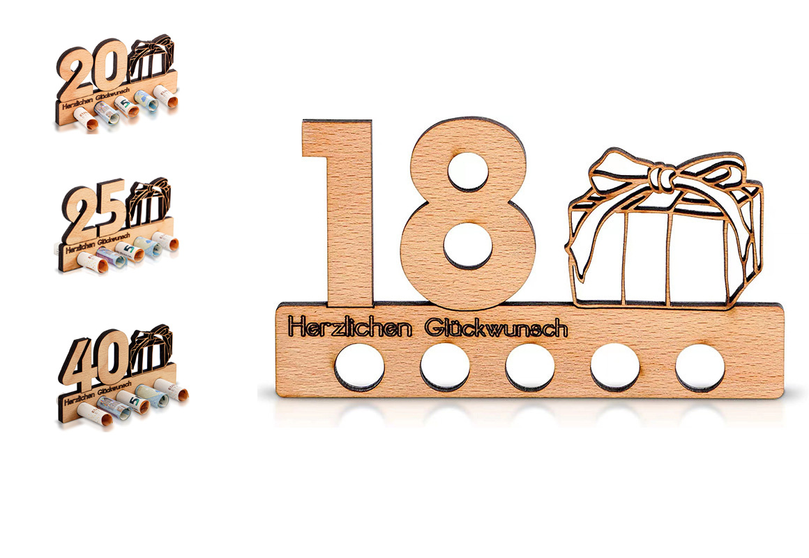 Wooden Birthday Gift with Customizable Numbers