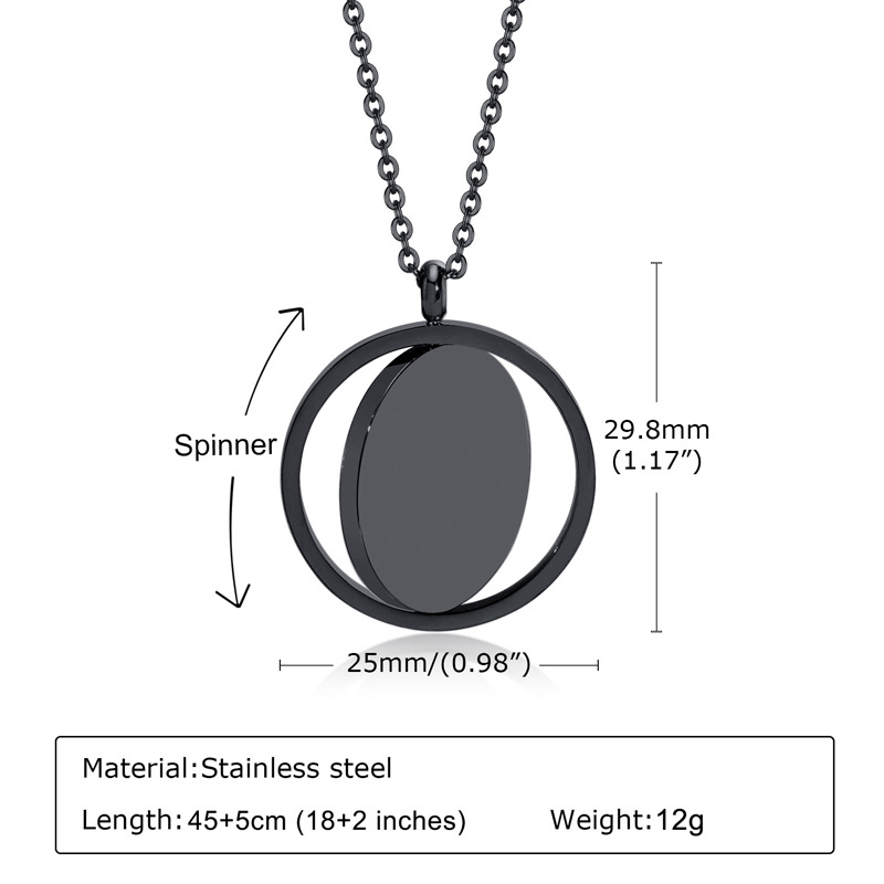 Titanium Steel Rotatable Disc Necklace