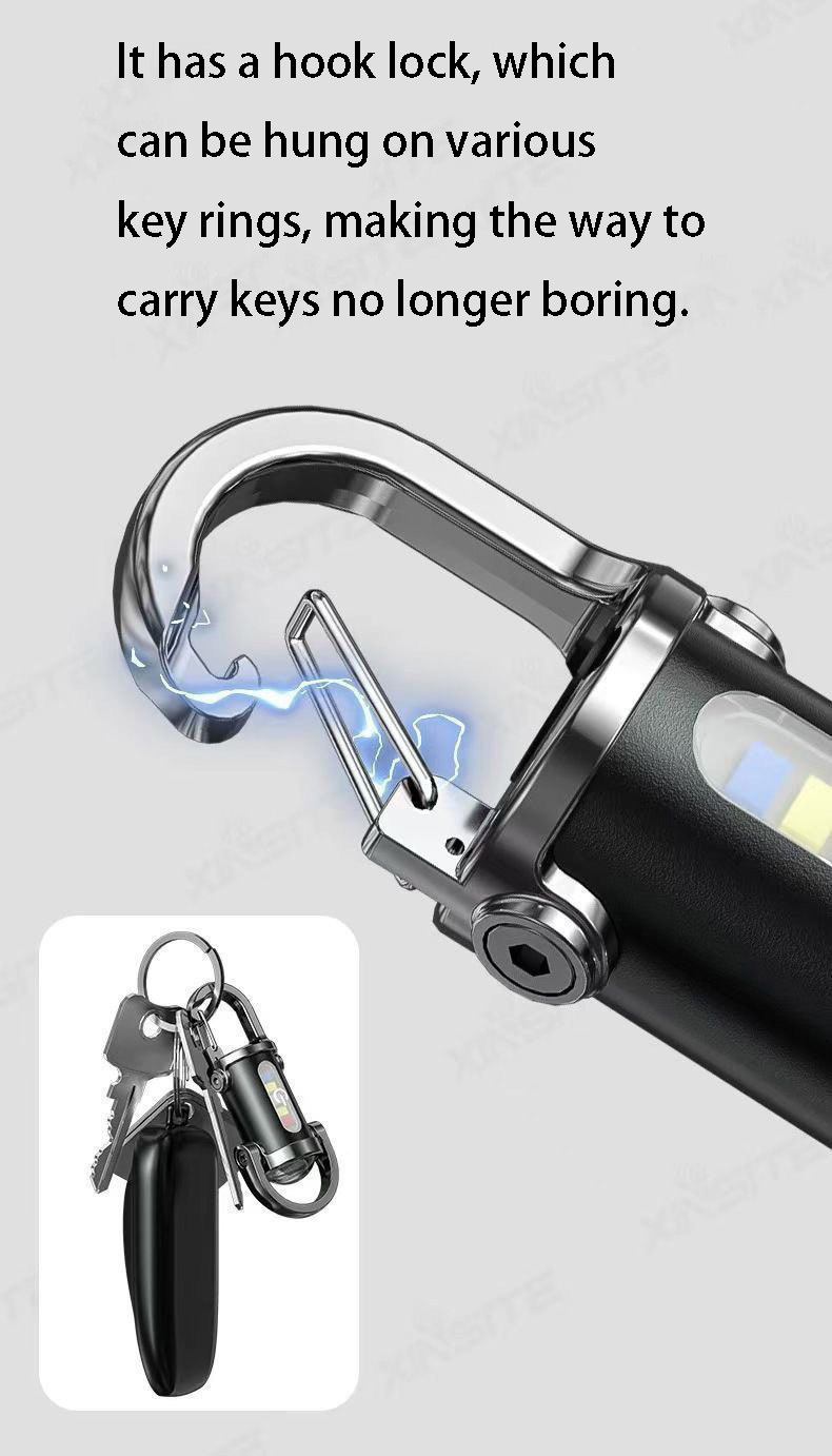 Rechargeable LED Keychain Light with Hook