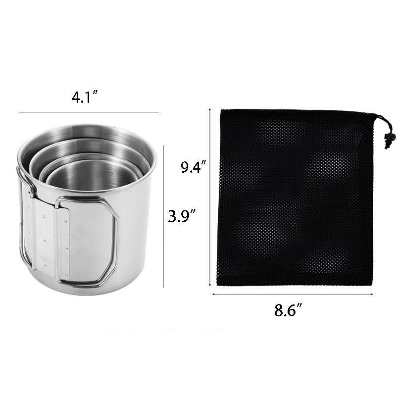 Stainless Steel 4-Piece Outdoor Mug Set