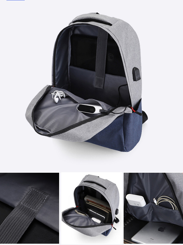 Oxford Backpack with USB Charger-16.9"x11.8"x 5.5"