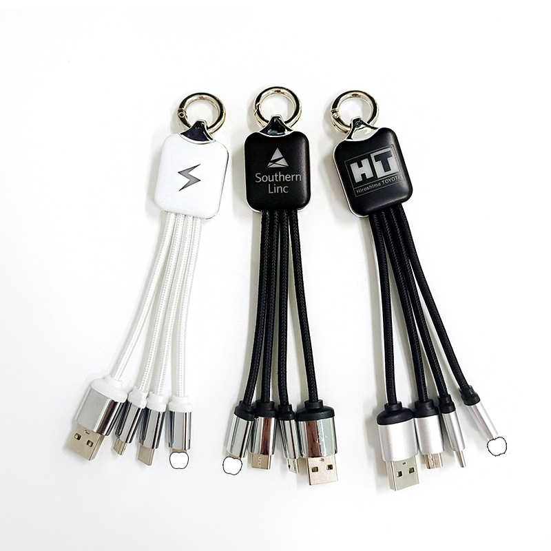 Braided 3-in-1 Charging Cable with Light Up Logo