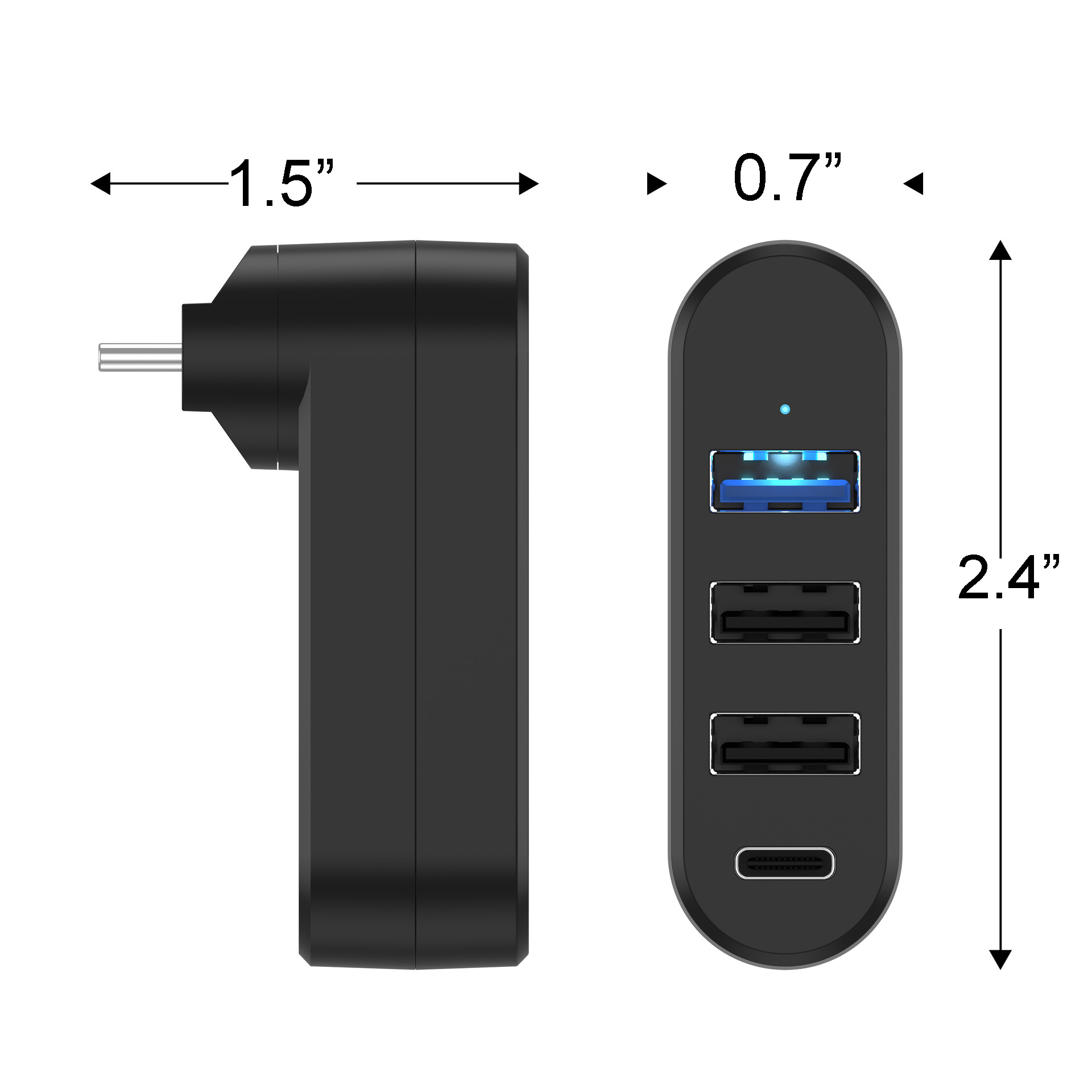 Rotatable Type-C USB 3.0 Hub