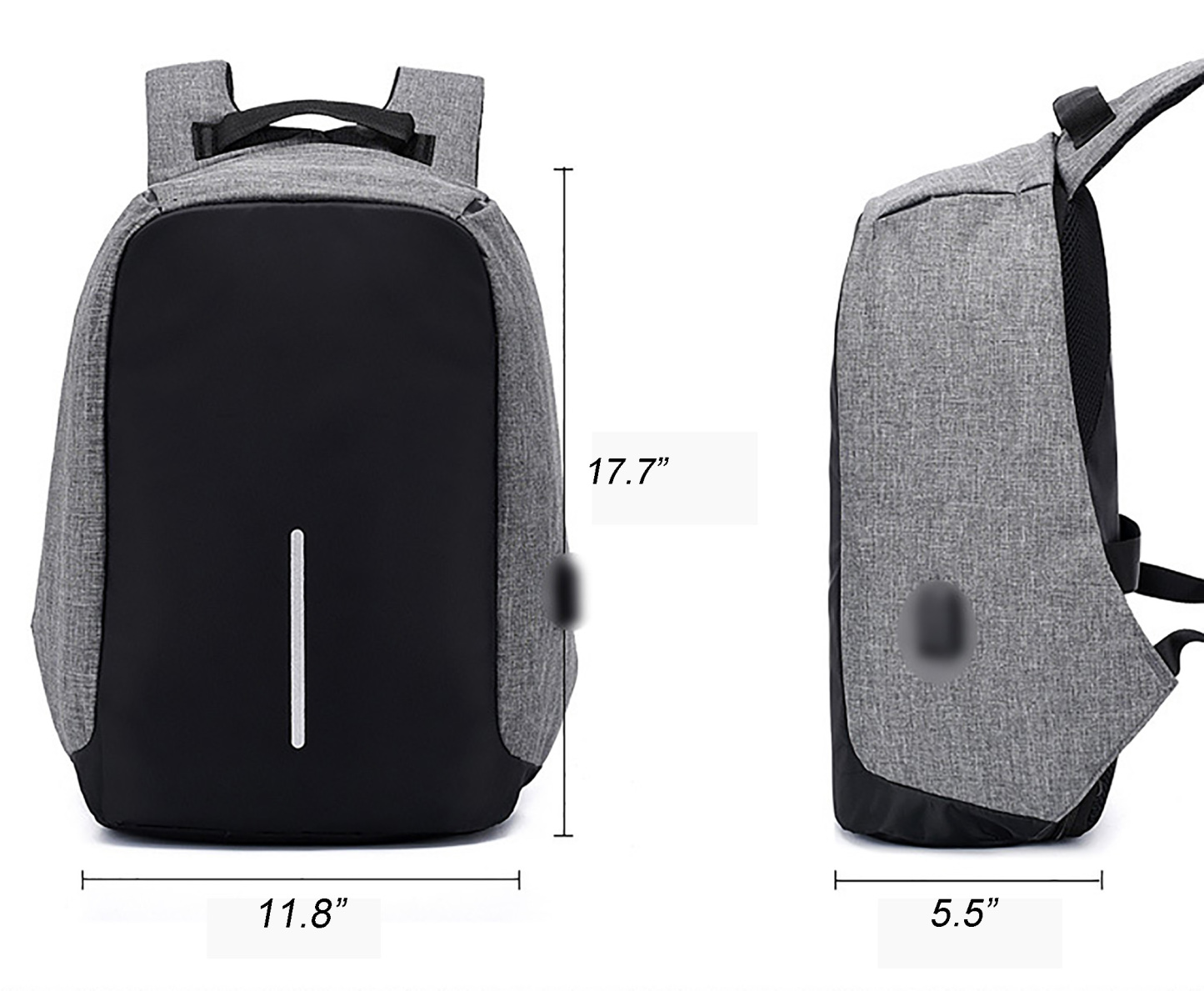 Oxford Backpack with USB & Reflective Strip-17.7"x11.8"x 5.5"