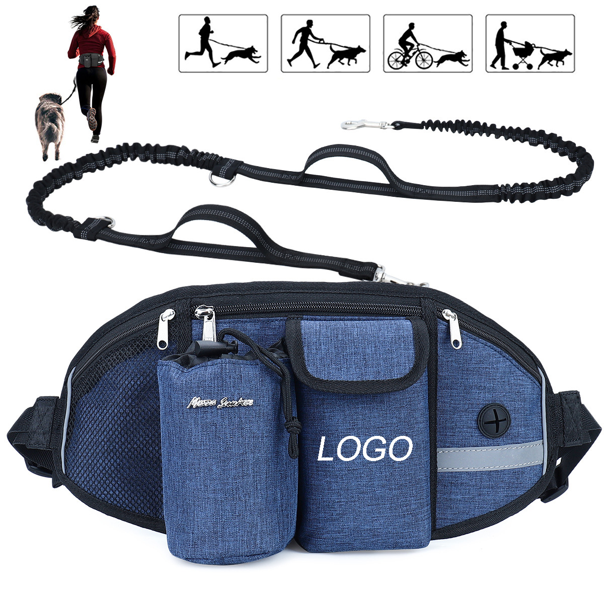 Outdoor Dog Waist Pack with Leash-14.9"x6.7"
