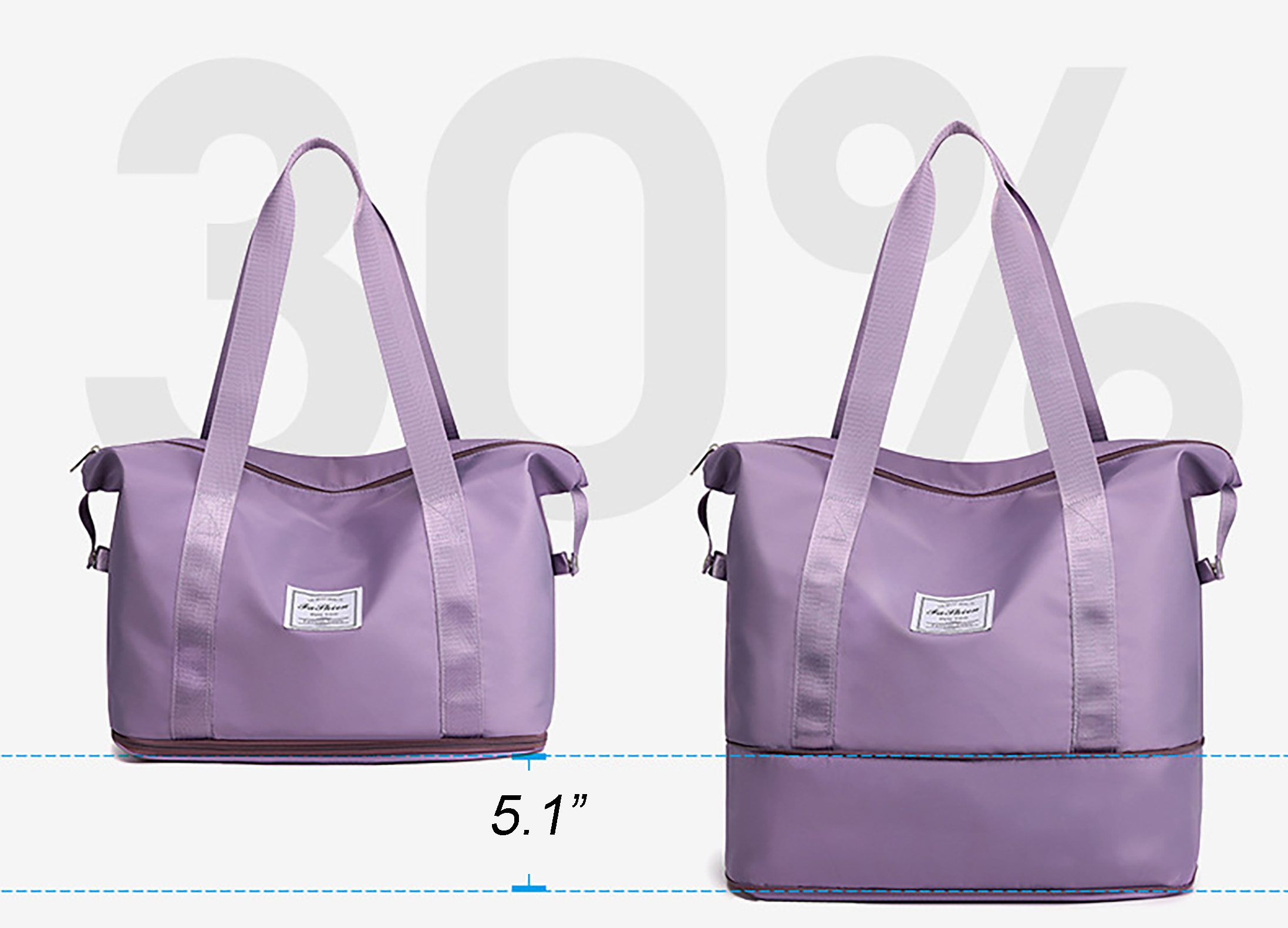 Expandable Travel Duffle with Wet Dry Compartment-16.9"x15.3"x 8.6"