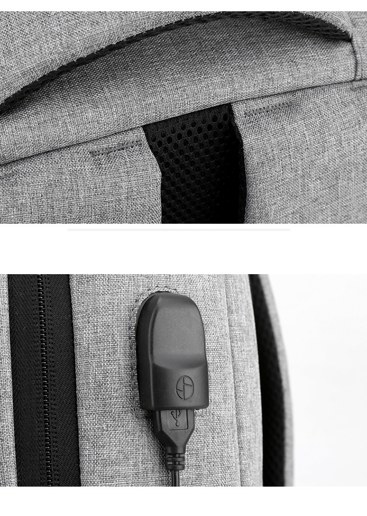 Nylon Backpack with USB Charging-16.1"x11.4"x 5.9"