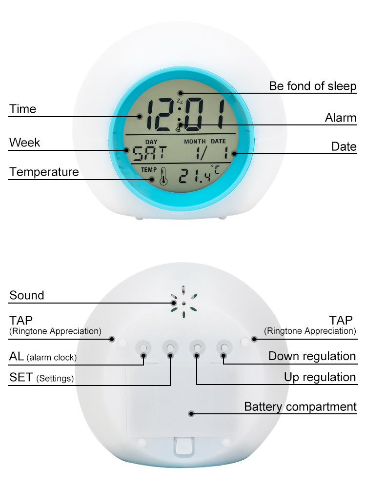 LED Color Changing Round Alarm Clock