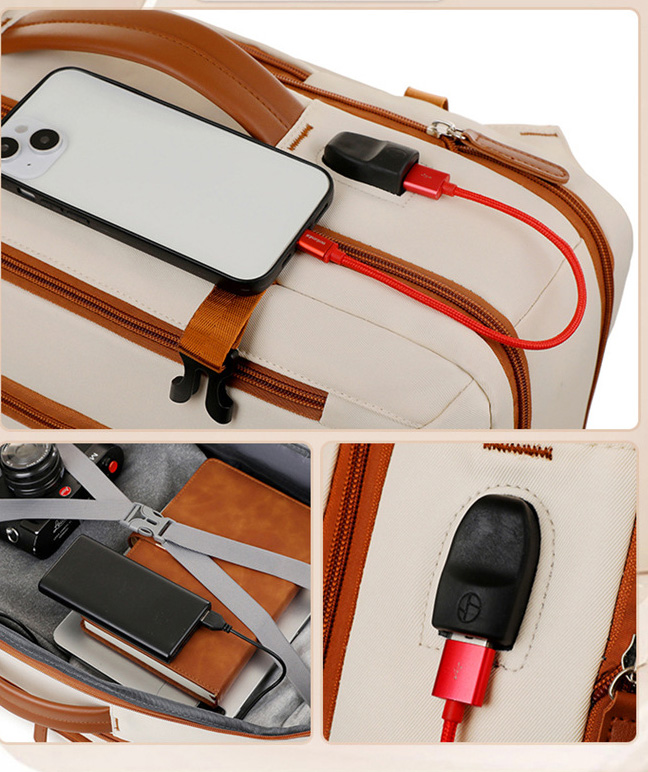 Expandable USB Business Backpack-17.3"x12.2"x 8.6"