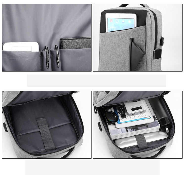 Nylon Backpack with USB Charging-16.1"x11.4"x 5.9"