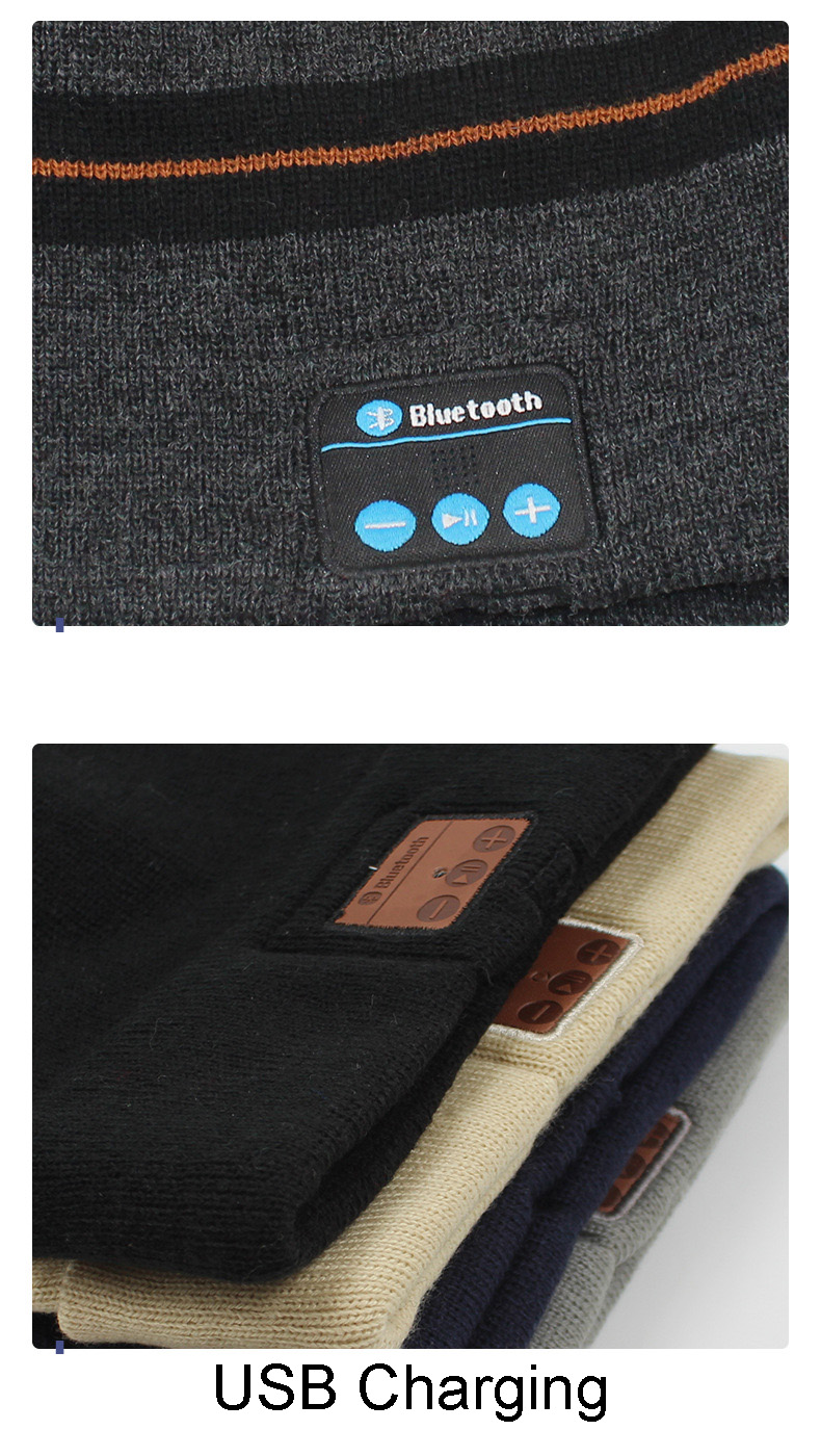 Acrylic Knit Beanie Hat w/Inbuilt Wireless Headphones