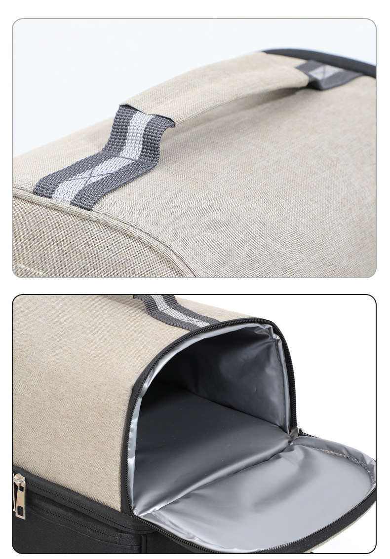 Insulated Dual-Compartment Lunch Bag-11"x 9.8"x 7"