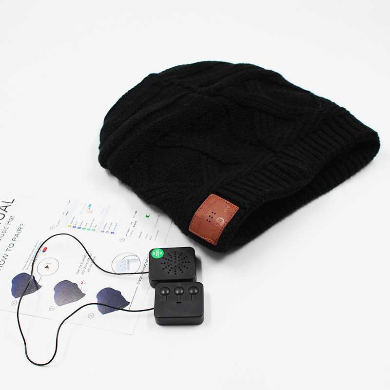 Acrylic Knit Beanie Hat w/Inbuilt Wireless Headphones
