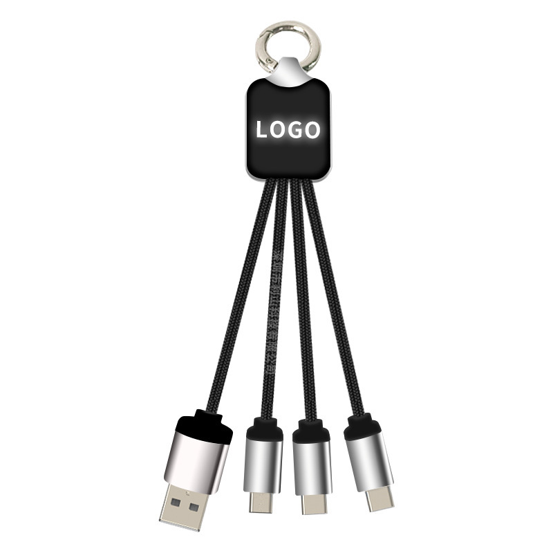 Braided 3-in-1 Charging Cable with Light Up Logo