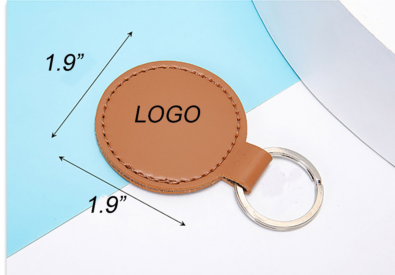 Vintage PU Leather Round Keychain