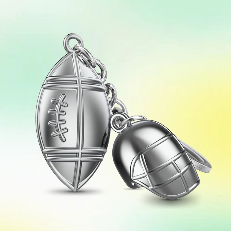 Zinc Alloy Football Keychain