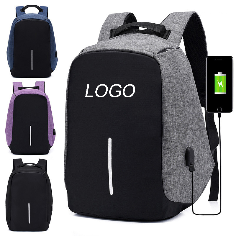 Oxford Backpack with USB & Reflective Strip-17.7"x11.8"x 5.5"