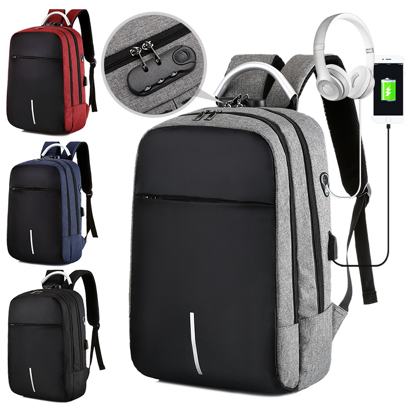 USB Charging Business Backpack with Combination Lock-16.9"x11.4"x 6.2"