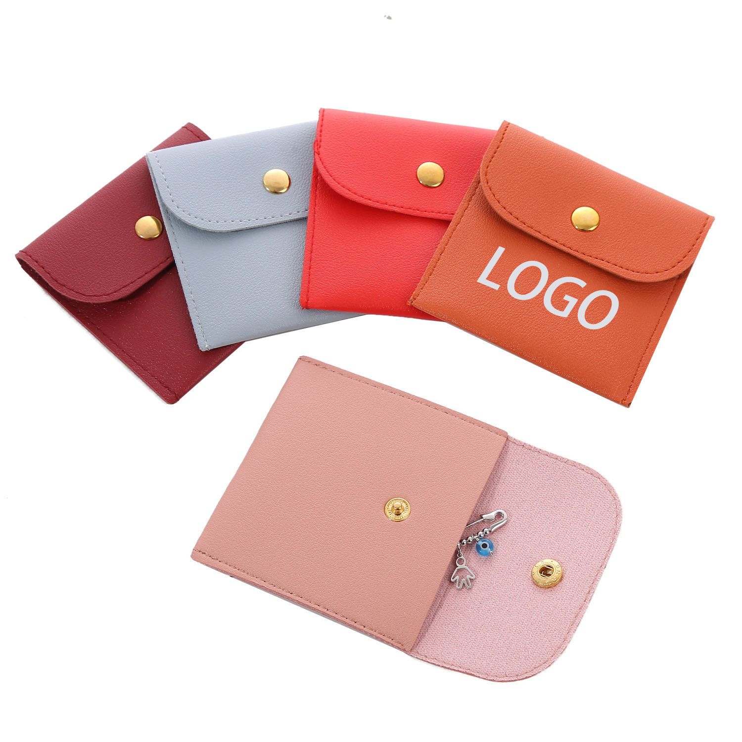 Elegant PU Leather Snap Button Pouch