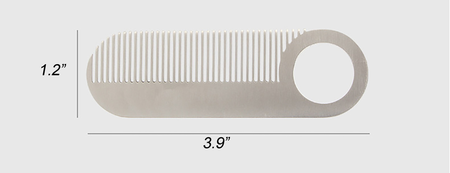 Stainless Steel Men's Pocket Beard Comb-3.9"x1.2"