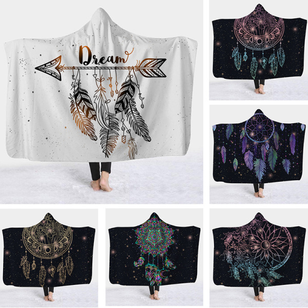 Full Color Hooded Flannel Dreamcatcher Blanket