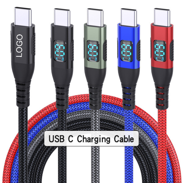 60W Braided Charging Cable with Digital Display