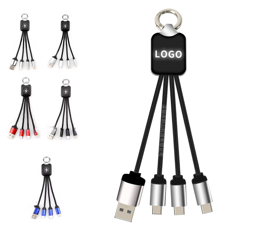 Braided 3-in-1 Charging Cable with Light Up Logo