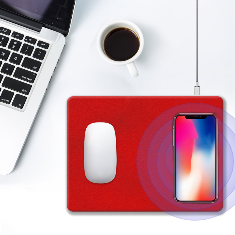 PU Leather Wireless Charging Mouse Pad