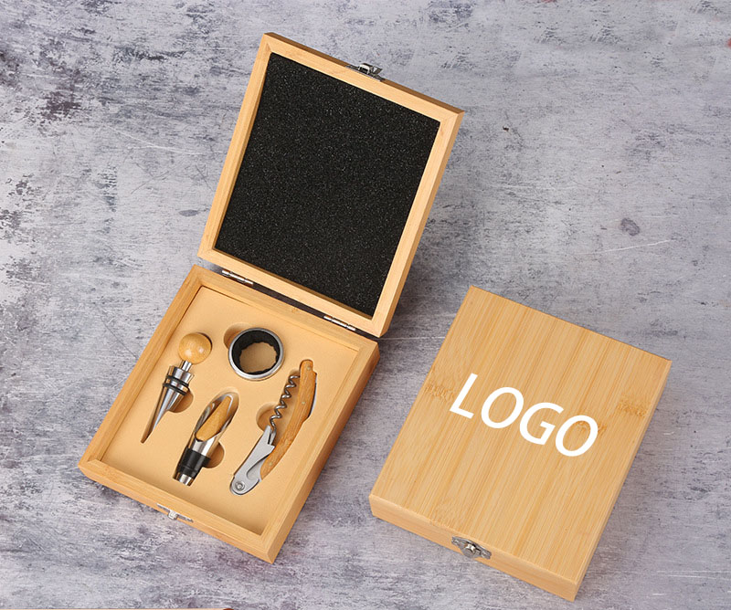 Stainless Steel Bamboo Wine Opener Set