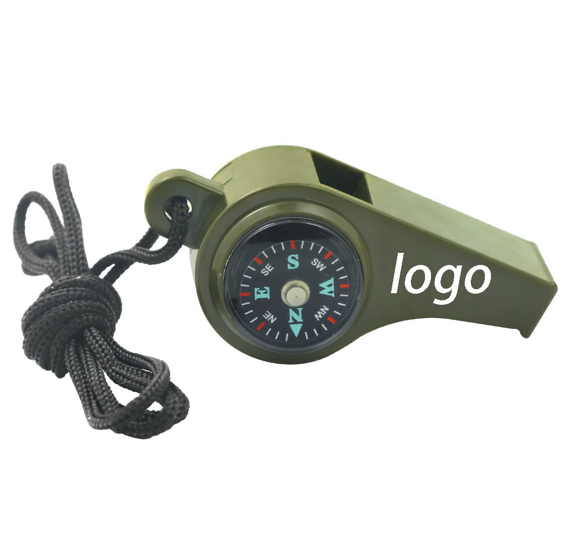 Plastic 3-in-1 Whistle Compass with Lanyard