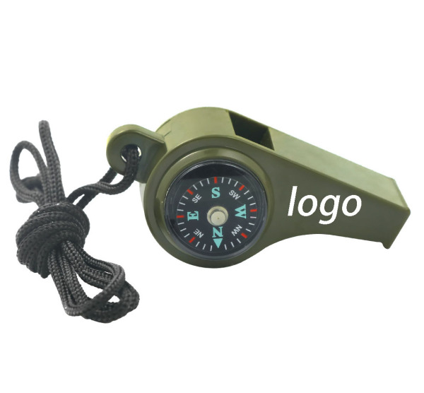 Plastic 3-in-1 Whistle Compass with Lanyard