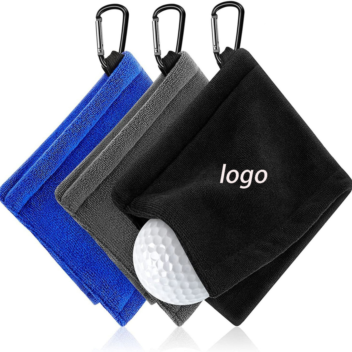 Microfiber Golf Towel with Carabiner-5.5x5.5"