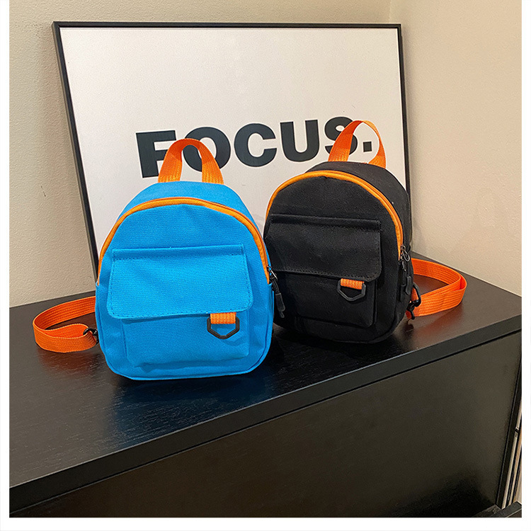 Two-Tone Mini Canvas Backpack-8.6"x3.5"x 5.5"