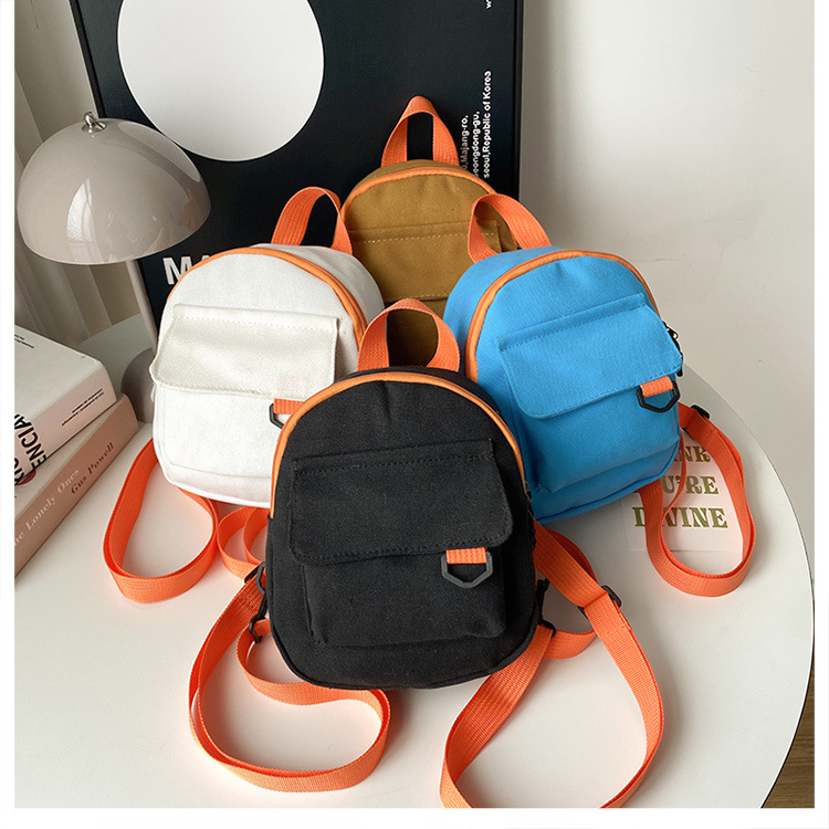 Two-Tone Mini Canvas Backpack-8.6"x3.5"x 5.5"