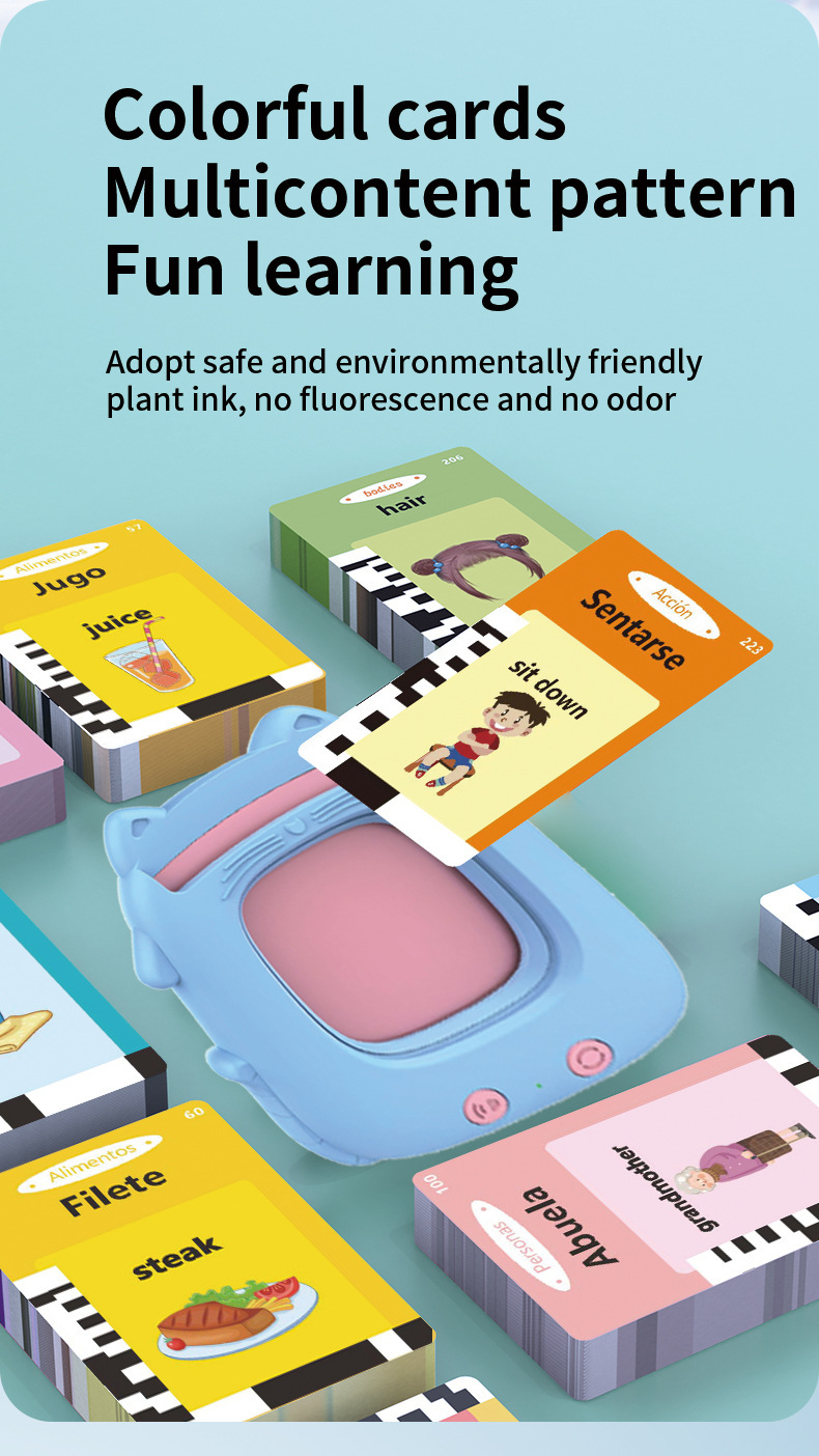 Cat-shaped Toddler Flash Card Machine-4.2"x3.5"x 0.7"