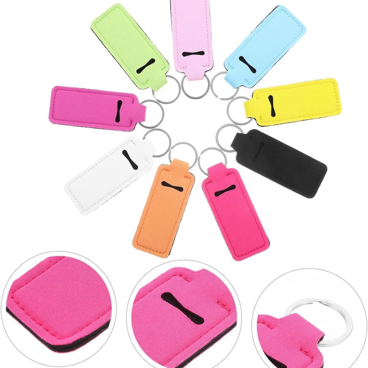 Neoprene Square Lipstick Keychain Pouch
