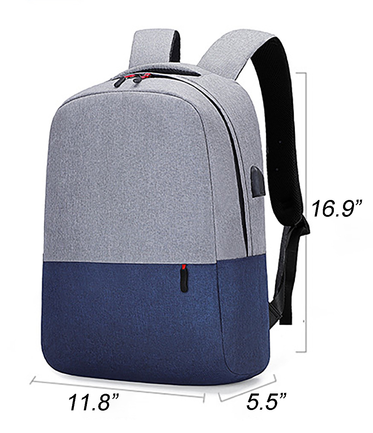 Oxford Backpack with USB Charger-16.9"x11.8"x 5.5"
