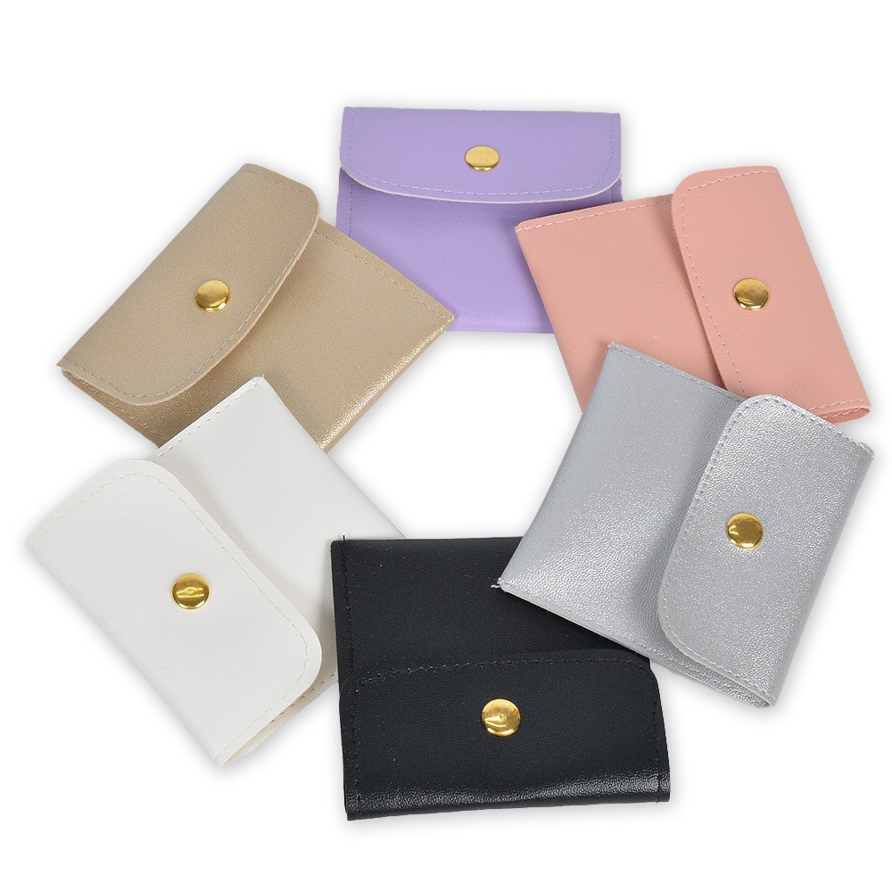 Elegant PU Leather Snap Button Pouch